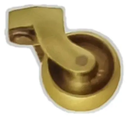 Castor wheel with stud, item SE-20007, brass polished lacquered
