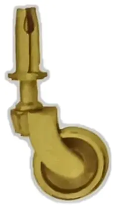 Castor wheel with stud, item SE-20008, brass polished lacquered