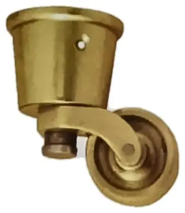 Castor wheel with cup, item SE-20010, brass polished lacquered