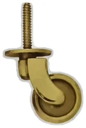 Castor wheel with pin, item SE-20012, brass polished lacquered