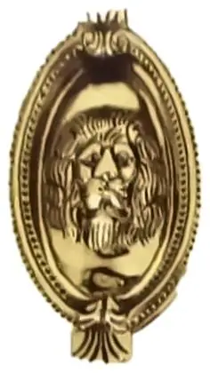 Door knocker lion, item SE-3002, brass polished lacquered