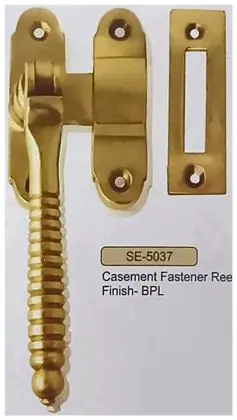 Casement fastener reeded, item SE-5037, brass polished lacquered