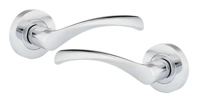 Warped lever on rose, item SE-52001, polished chrome