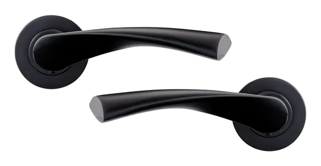 Warped lever on rose, item SE-52003, matt black