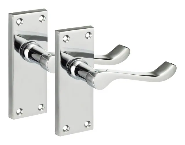 Victorian scroll lever latch, item SE-52008, polished chrome