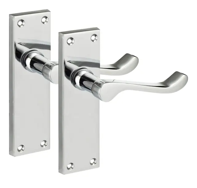 Victorian scroll lever latch, item SE-52009, polished chrome